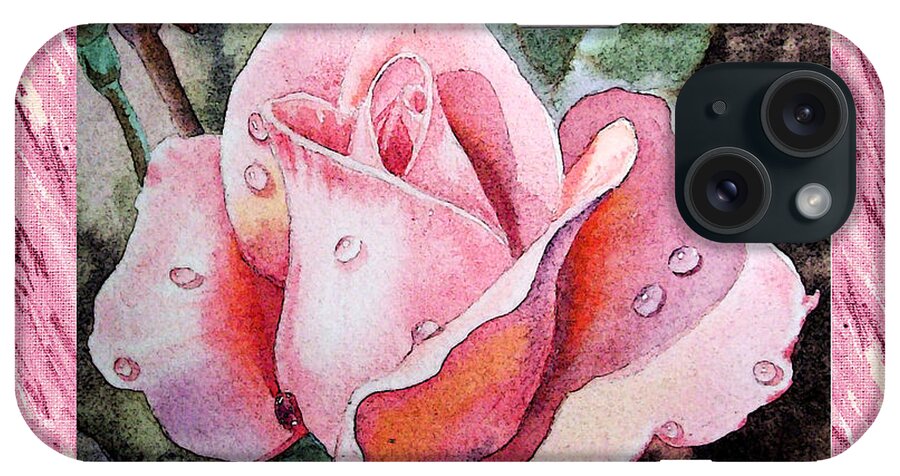 A Single Rose iPhone Case featuring the painting A Single Rose Make Me Pink by Irina Sztukowski