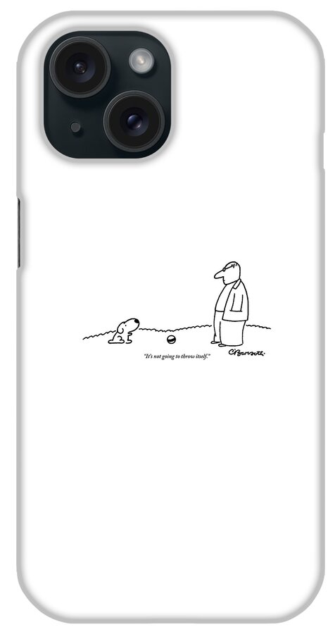 A Small Dog Sits A Short Distance Away iPhone Case
