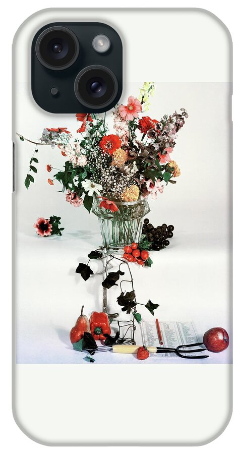A Studio Shot Of A Vase Of Flowers And A Garden iPhone Case