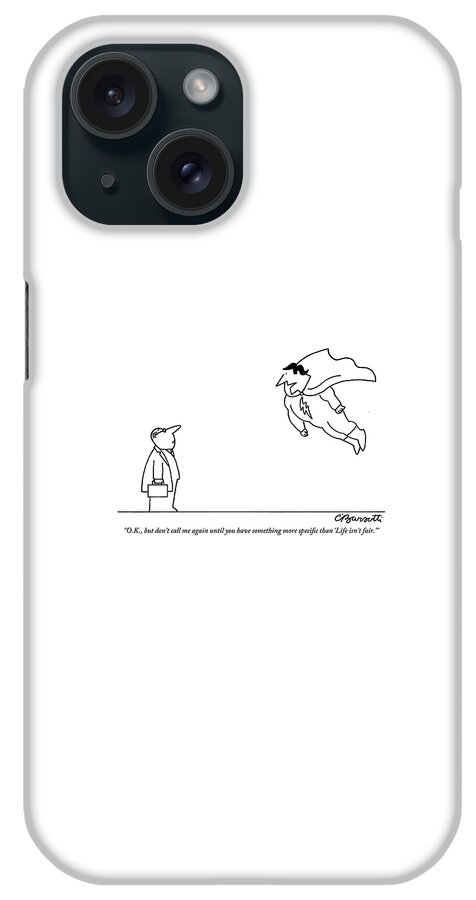 A Superhero Hovers In Front Of A Normal-looking iPhone Case