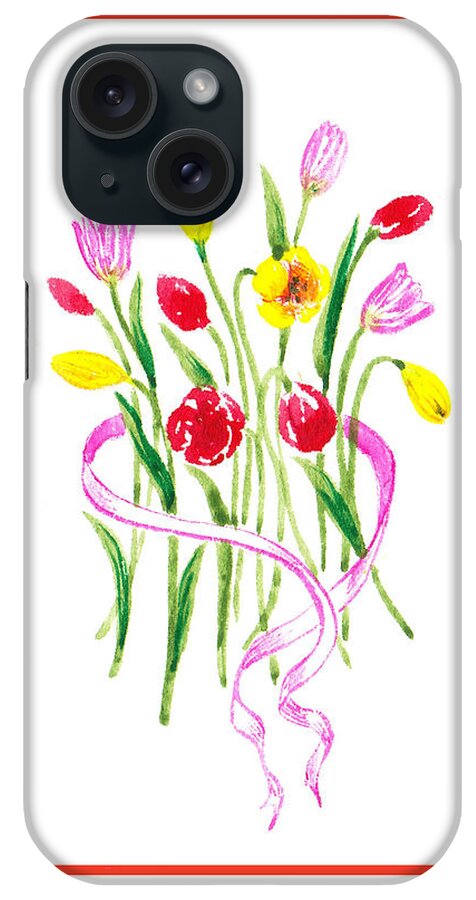 Tulip iPhone Case featuring the painting A Tulip Bunch by Irina Sztukowski