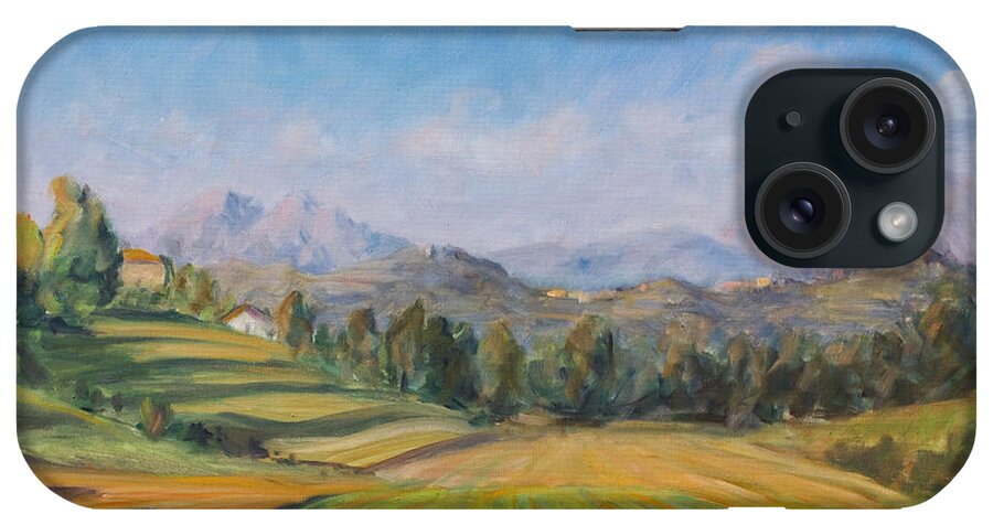 Valley iPhone Case featuring the painting A valley in Brianza by Marco Busoni