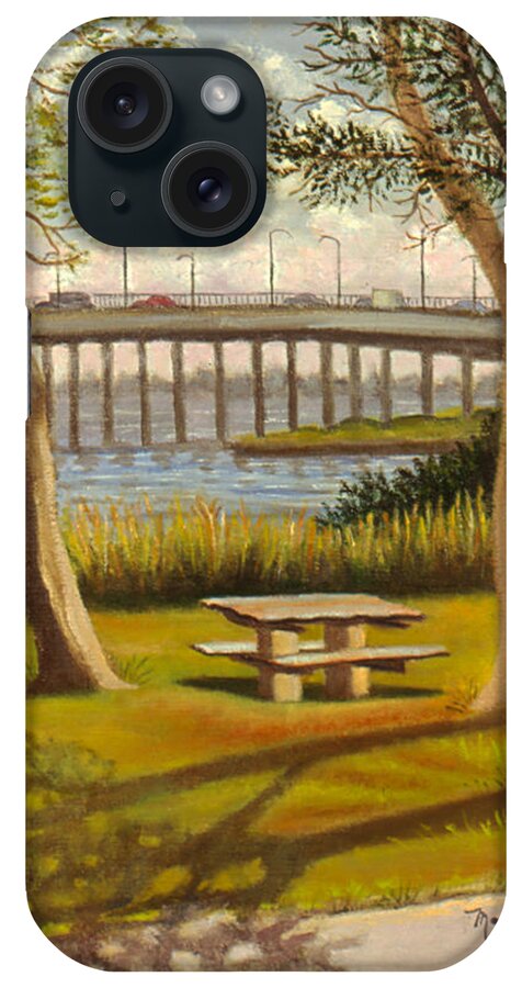 Landscape iPhone Case featuring the painting A View of Crossbay Bridge by Madeline Lovallo