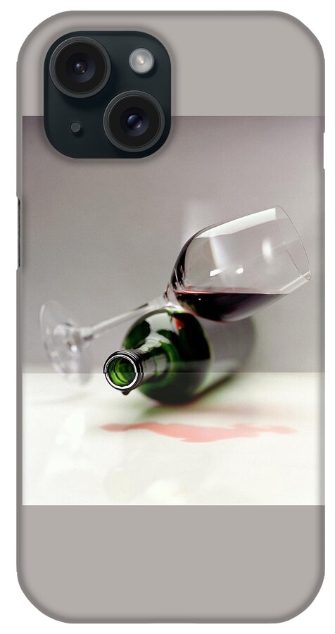 A Wine Bottle And A Glass Of Wine iPhone Case
