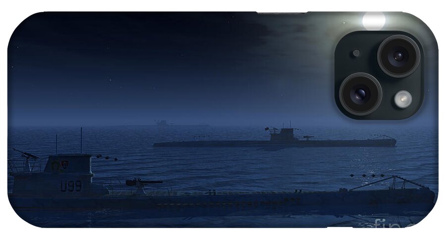 Horizontal iPhone Case featuring the digital art A Wolfpack Of German U-boat Submarines by Mark Stevenson