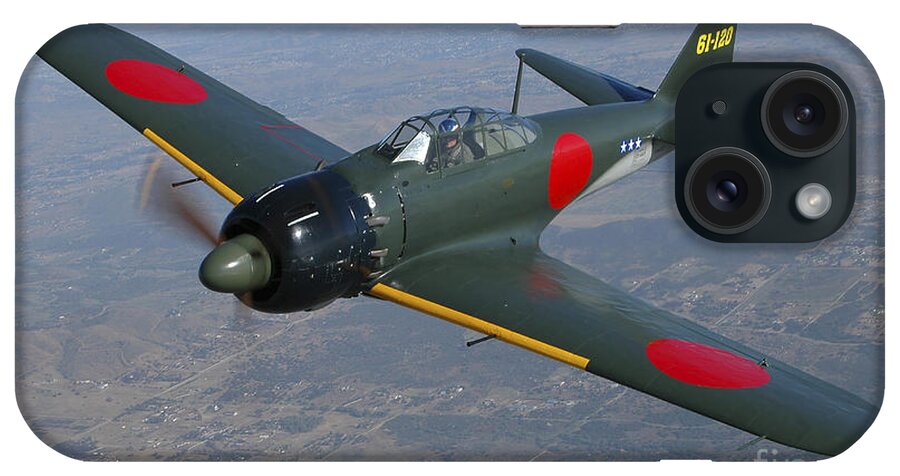 Horizontal iPhone Case featuring the photograph A6m Japaneese Zero Flying Over Chino by Phil Wallick