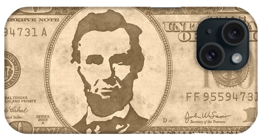 Vintage Dollar Bill iPhone Case featuring the painting Abraham Lincoln 2 digital art by Georgeta Blanaru