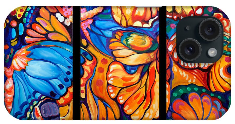 Butterfly iPhone Case featuring the painting Abstract Butterflies Triptych by Marcia Baldwin