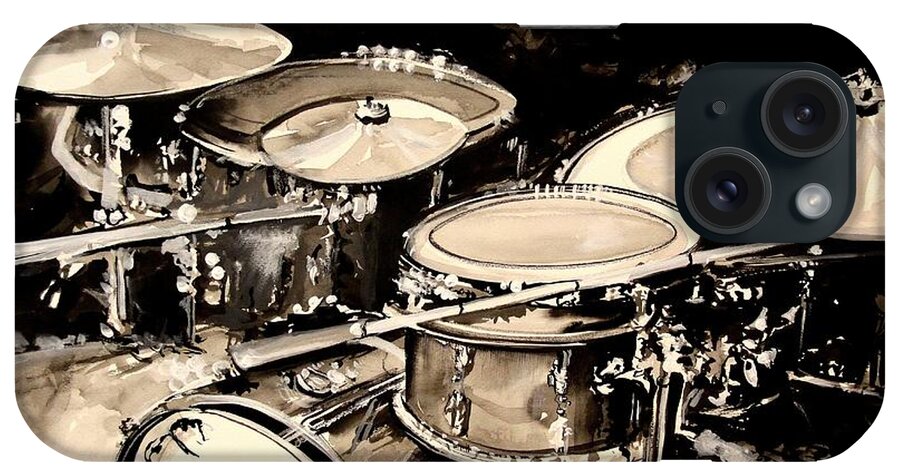 Drums iPhone Case featuring the painting Abstract Drum Set by J Vincent Scarpace