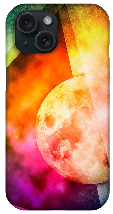 Abstract iPhone Case featuring the digital art Abstract Full Moon Spectrum by Phil Perkins