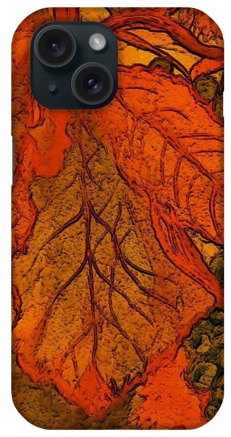 Orange iPhone Case featuring the painting Abstract leaves and grapes by Vickie G Buccini