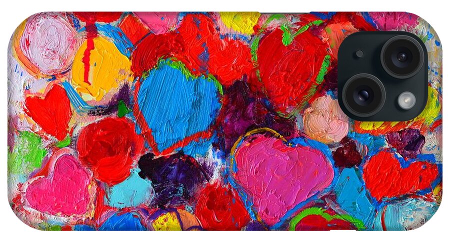 Hearts iPhone Case featuring the painting Abstract Love Bouquet Of Colorful Hearts And Flowers by Ana Maria Edulescu