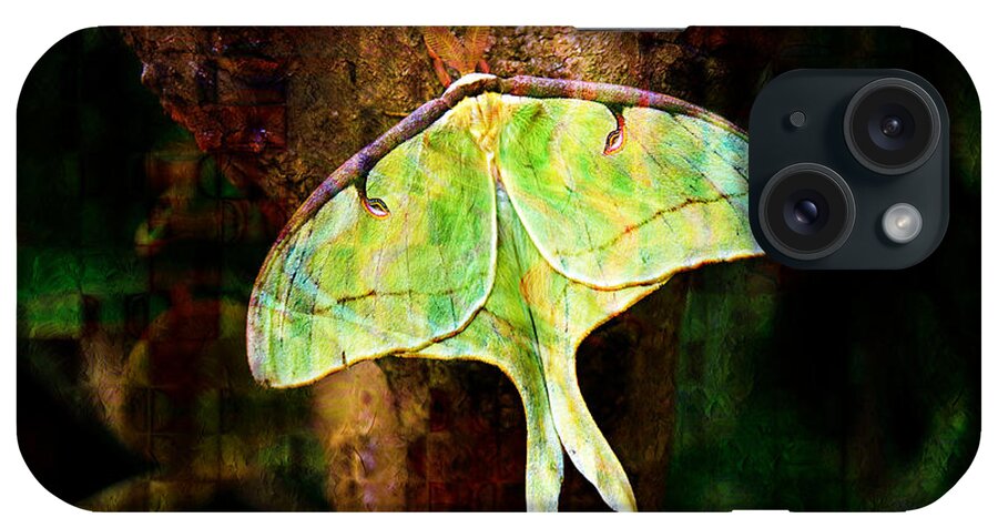 Abstract iPhone Case featuring the photograph Abstract Luna Moth Painterly by Andee Design