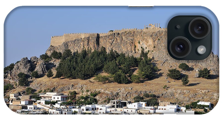 Rhodes iPhone Case featuring the photograph Acropolis and village of Lindos by George Atsametakis