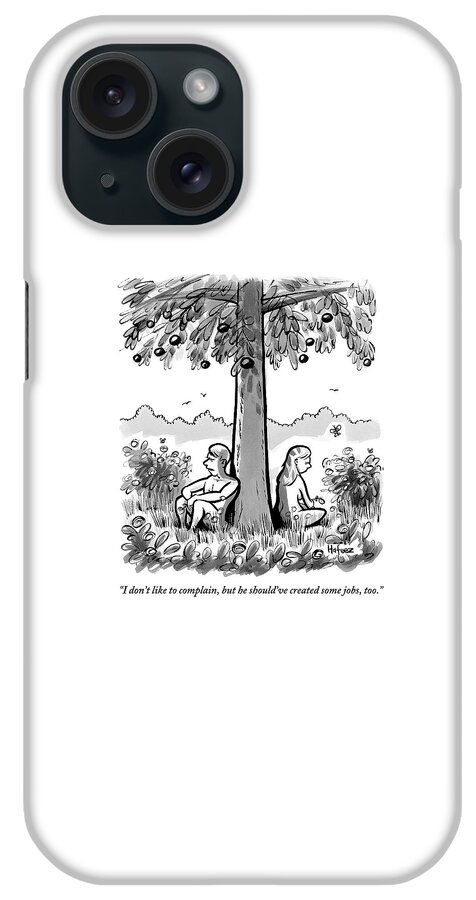 Adam And Eve Sit Back To Back Against A Tree iPhone Case