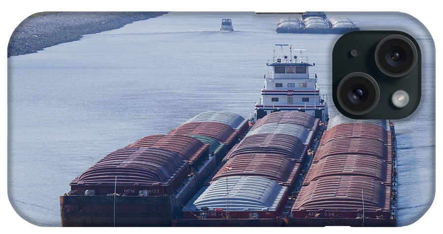Towboats iPhone Case featuring the photograph AEP Tow passing through the Chain of Rocks Canal by Garry McMichael