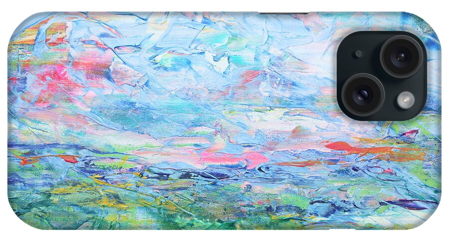 Turquoise iPhone Case featuring the painting Aerial 2 by Madeleine Arnett