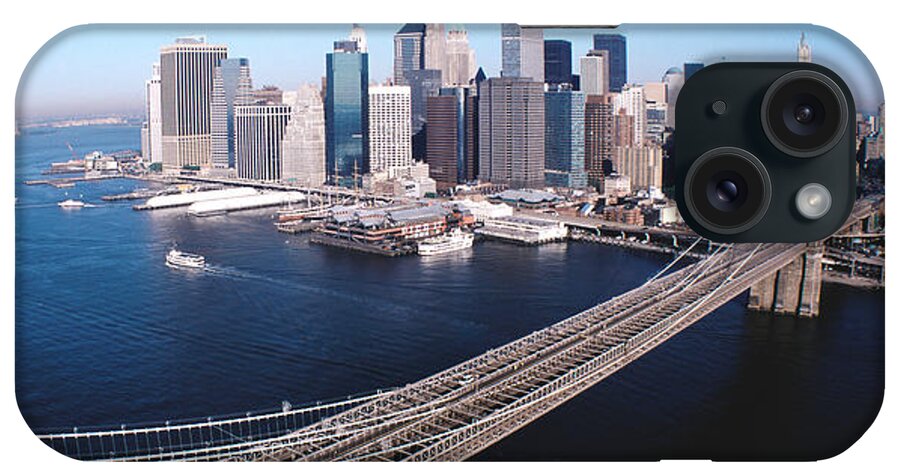 Photography iPhone Case featuring the photograph Aerial View Of Brooklyn Bridge, Lower by Panoramic Images