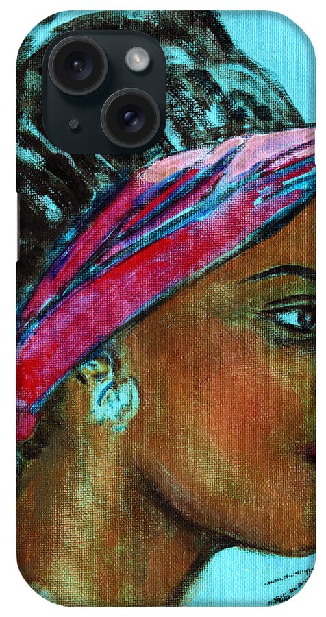 African American iPhone Case featuring the painting African American 5 by Xueling Zou