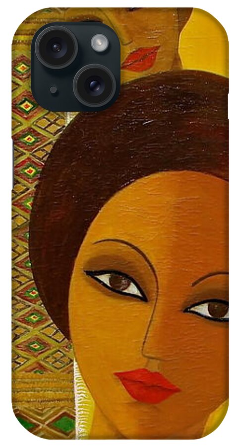 African Paintings iPhone Case featuring the painting Afro Beauty by Mahlet