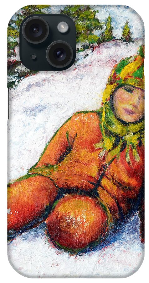 Snow iPhone Case featuring the painting After playing in the snow by Elaine Berger