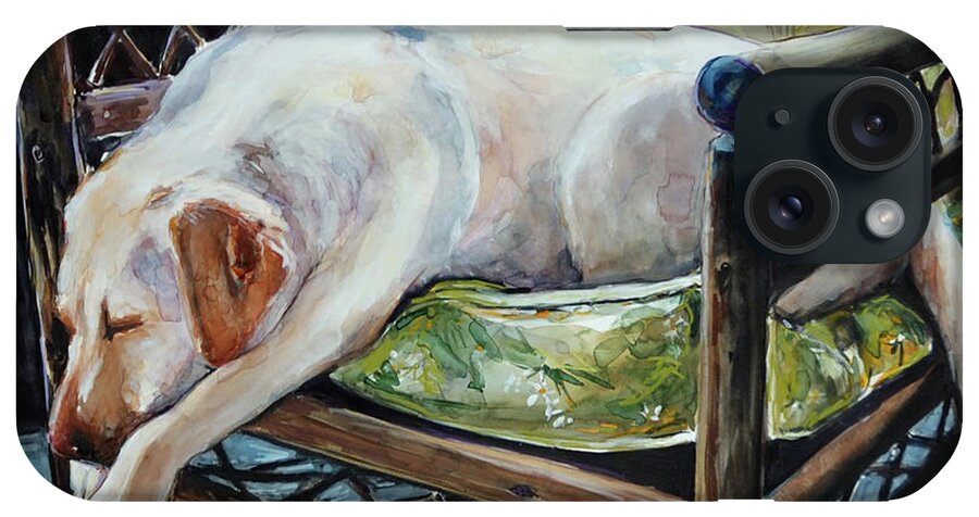 Yellow Labrador Retriever iPhone Case featuring the painting Afternoon Nap by Molly Poole