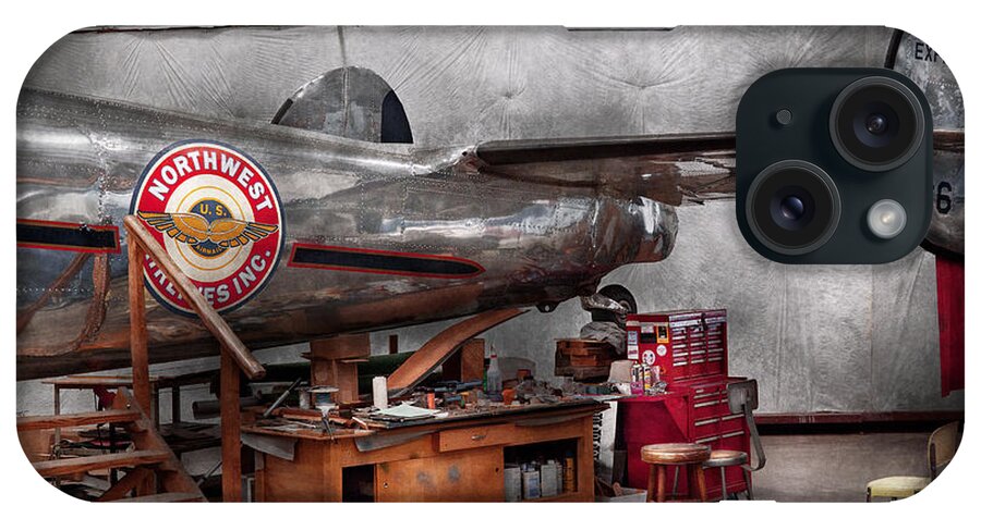 Plane iPhone Case featuring the photograph Airplane - The repair hanger by Mike Savad
