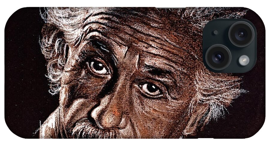 Einstein iPhone Case featuring the drawing Albert Einstein Portrait by Daliana Pacuraru