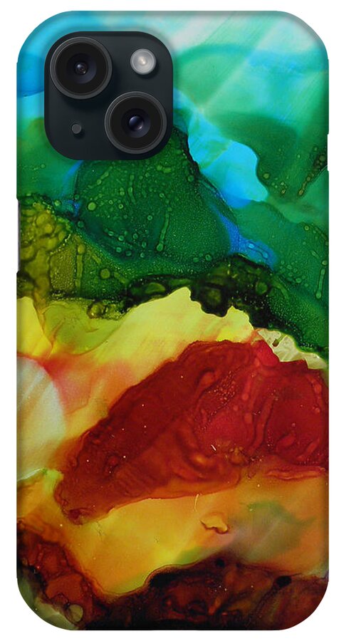 Abstract Landscape iPhone Case featuring the painting Alcohol Ink Landscape # 157 by Sandra Fox