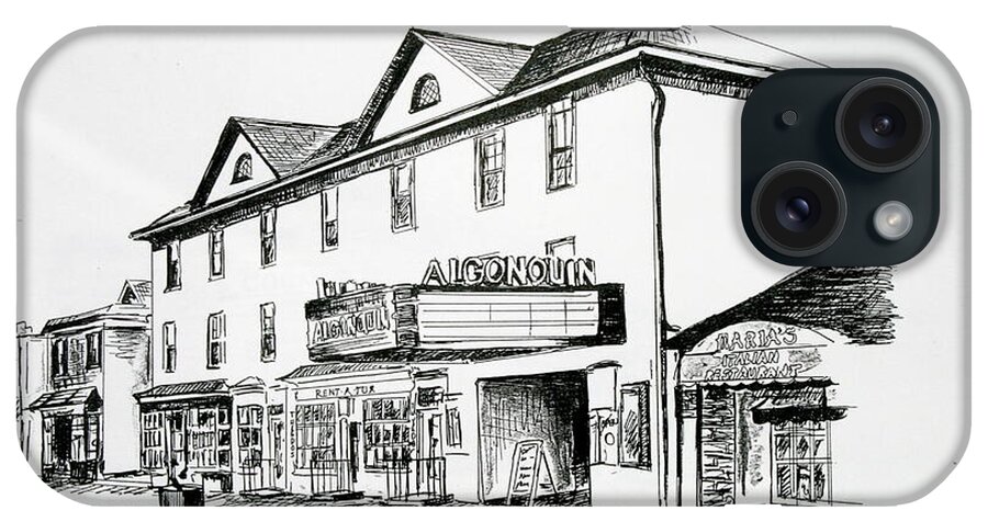 Manasquan iPhone Case featuring the drawing Algonquin Theater Manasquan NJ by Melinda Saminski