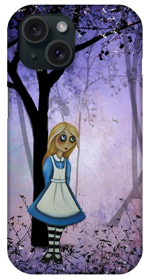 Alice In Wonderland iPhone Case featuring the digital art Alice in an Enchanted Forest by Charlene Murray Zatloukal