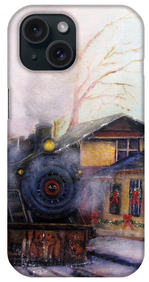 Bucks County iPhone Case featuring the painting All Aboard at the New Hope Train Station by Loretta Luglio