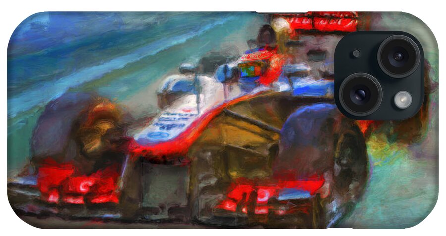 Jenson Button iPhone Case featuring the digital art All Buttoned up by Alan Greene