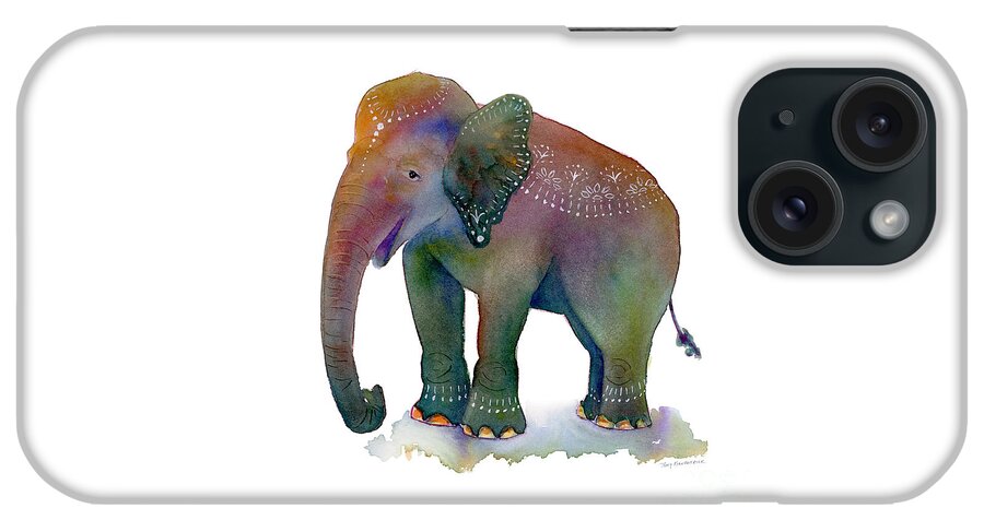 Elephant iPhone Case featuring the painting All Dressed Up by Amy Kirkpatrick