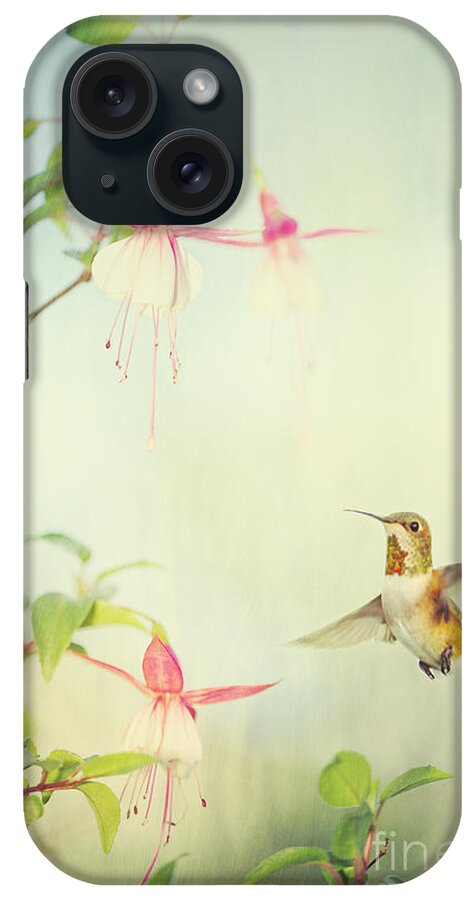 Hummingbird iPhone Case featuring the digital art Allen's Hummingbird and Fuschia by Susan Gary