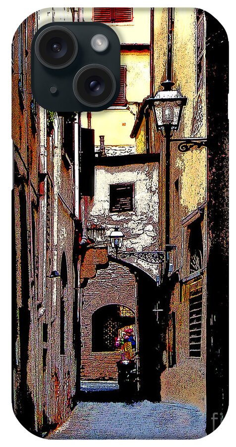 Florence iPhone Case featuring the digital art Alley in Florence 2 Digitized by Jennie Breeze