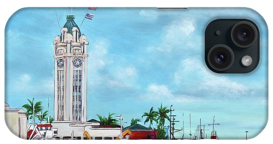 Aloha iPhone Case featuring the painting Aloha Tower by Larry Geyrozaga