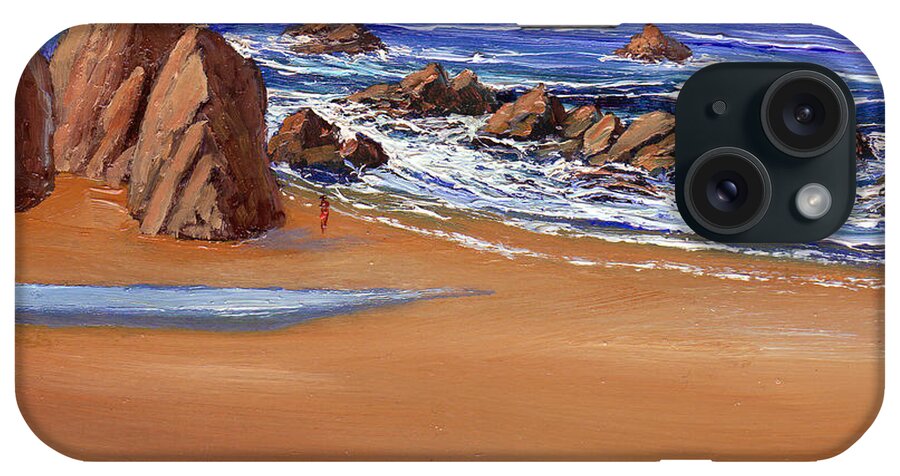 Alone On The Beach iPhone Case featuring the painting Alone On The Beach by Frank Wilson