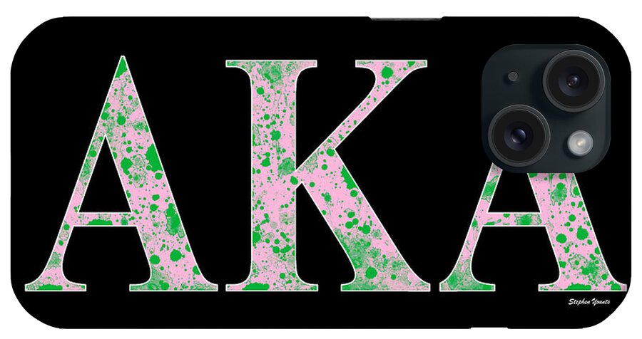 Alpha Kappa Alpha iPhone Case featuring the digital art Alpha Kappa Alpha - Black by Stephen Younts