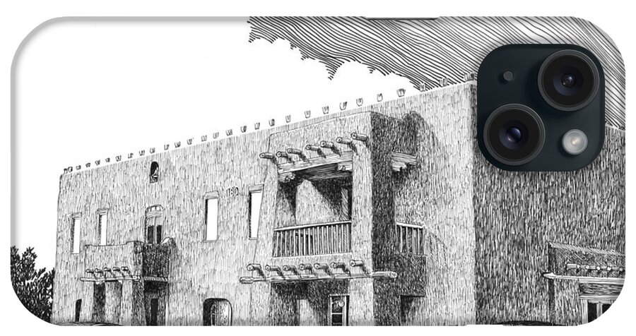 Amador Hotel In Las Cruces N M iPhone Case featuring the drawing The Amador Hotel by Jack Pumphrey