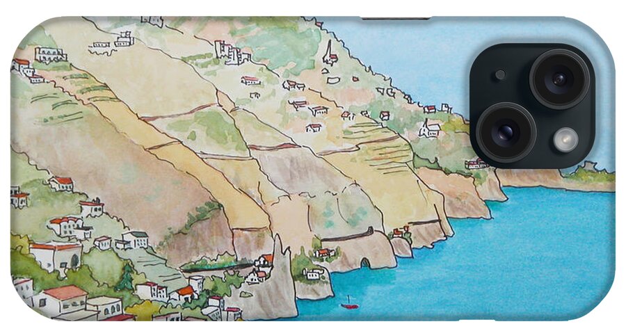 Landscape iPhone Case featuring the painting Praiano, Amalfi coast, Italy by Mary Ellen Mueller Legault