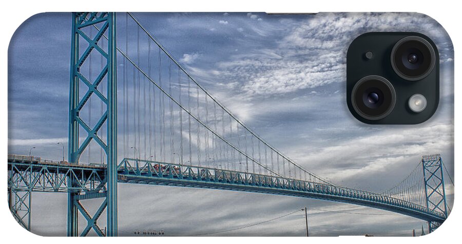 Canada iPhone Case featuring the photograph Ambassador Bridge from Detroit MI to Windsor Canada by Peter Ciro