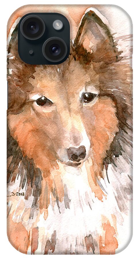 Shetland Sheepdog iPhone Case featuring the painting Amber by Claudia Hafner