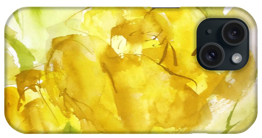Original Watercolors iPhone Case featuring the painting Amber Roses 2 by Chris Paschke