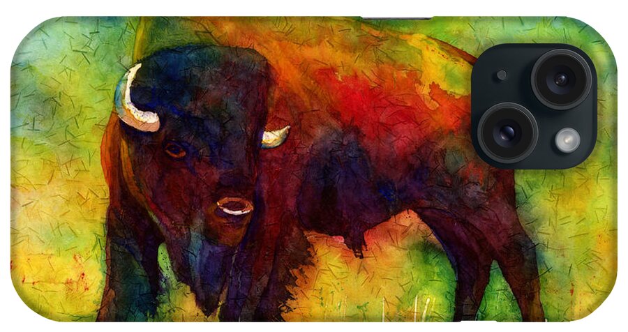 Bison iPhone Case featuring the painting American Buffalo by Hailey E Herrera