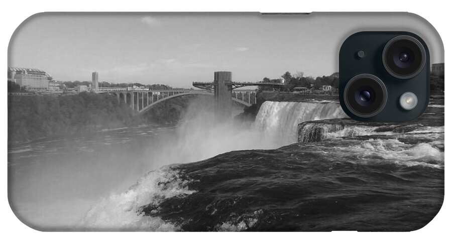 American Falls iPhone Case featuring the photograph American Falls from Luna Island B n W by Richard Andrews