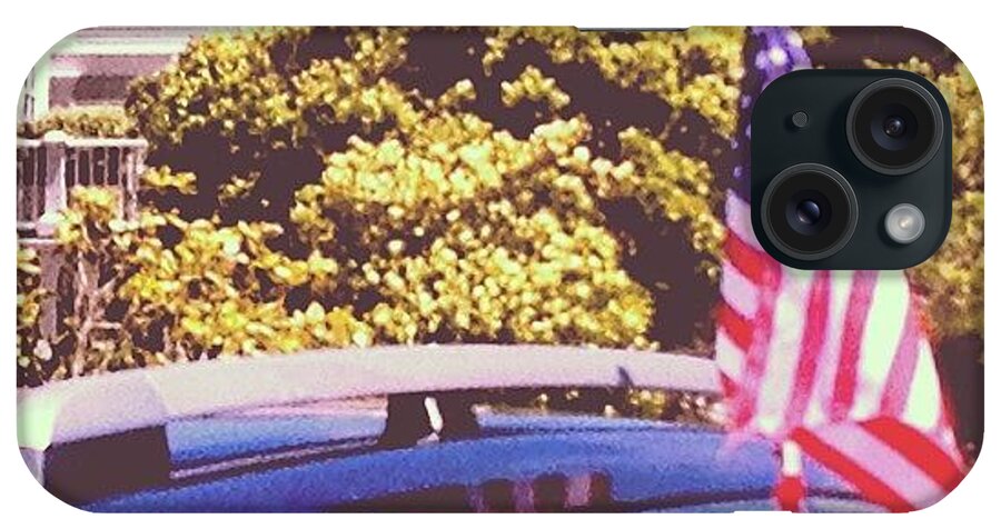 Patriotism iPhone Case featuring the photograph American Flag Waving Car In Pacific by Lynn Friedman