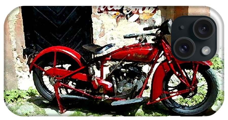Indian Motorcycles iPhone Case featuring the painting American Indian  Indian Motorcycle by Iconic Images Art Gallery David Pucciarelli