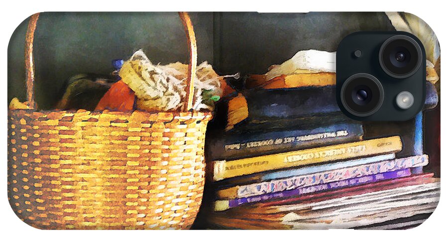 Book iPhone Case featuring the photograph Americana - Books Basket and Quills by Susan Savad