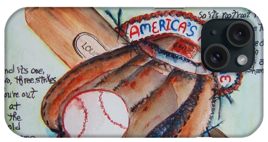 Baseball iPhone Case featuring the painting Americas Pastime I by Elaine Duras